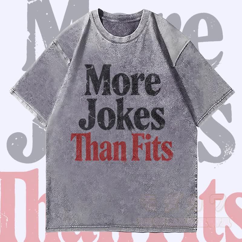 MODAKAWA MORE JOKES THAN FITS グラフィック ユニセックス ヴィンテージ ウォッシュド Tシャツ - グレー - 4XL - image 3