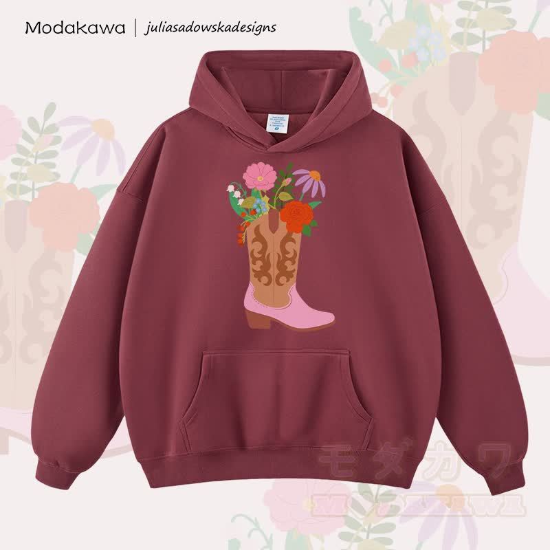 MODAKAWA × juliasadowskadesigns 花柄シューズグラフィック ルーズフーディー - 赤 - 2XL - image 4