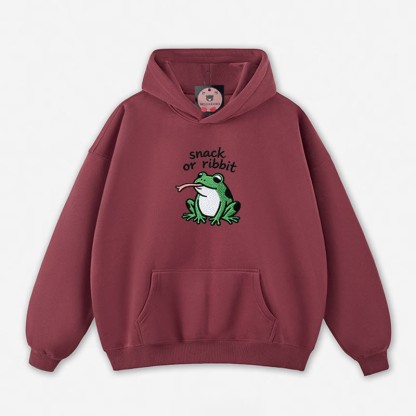 SNACK OR RIBBIT カエルグラフィック ルーズパーカー - Dark Red - 5XL - image 8