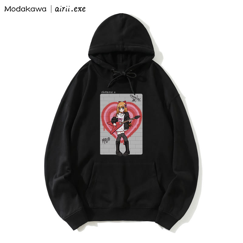 MODAKAWA X airii.exe CHEMICAL ギターガール レタープリントModakawaルーズパーカー - Black - 5XL - image 6