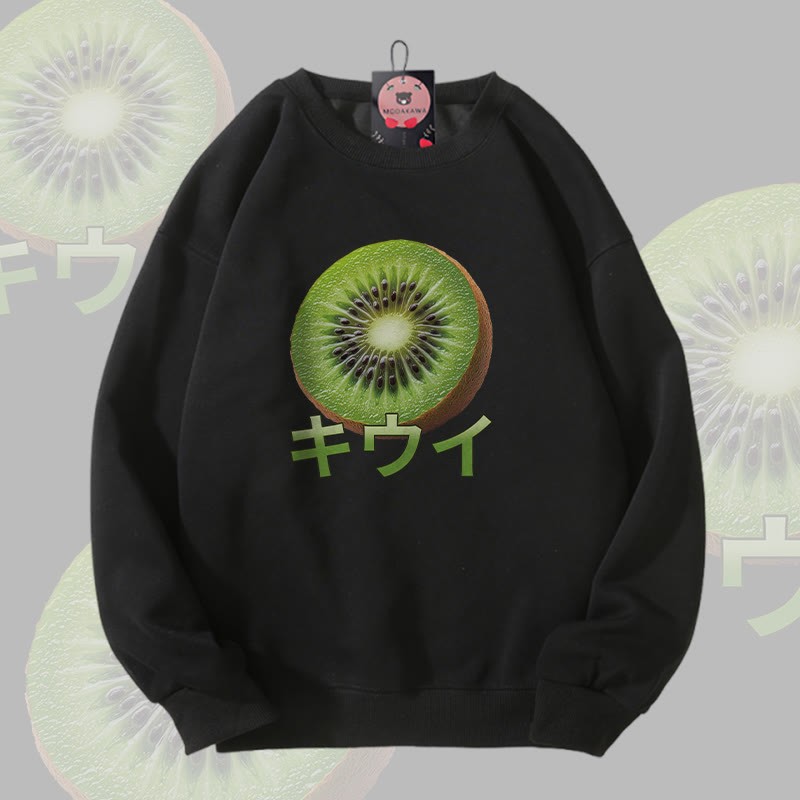 Kiwi Graphic Modakawa Unisex Sweatshirt - Black - 5XL - image 4
