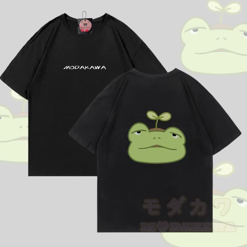 スプラウトフロッググラフィックModakawa綿Tシャツ - 黒 - 5XL - image 4