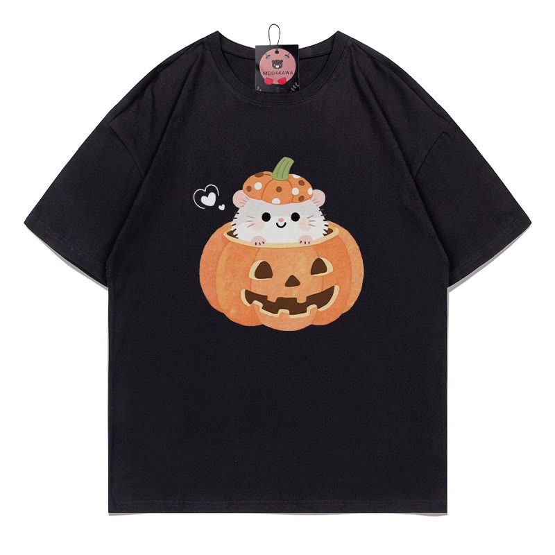 パンプキンキティプリントTシャツ - 黒 - 5XL - image 3