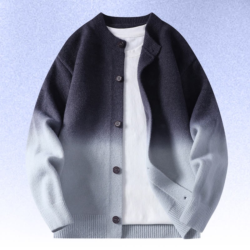 グラデーションニットカーディガンセーターコーデュロイパンツツーピース - Grey Sweater - 4XL - image 10