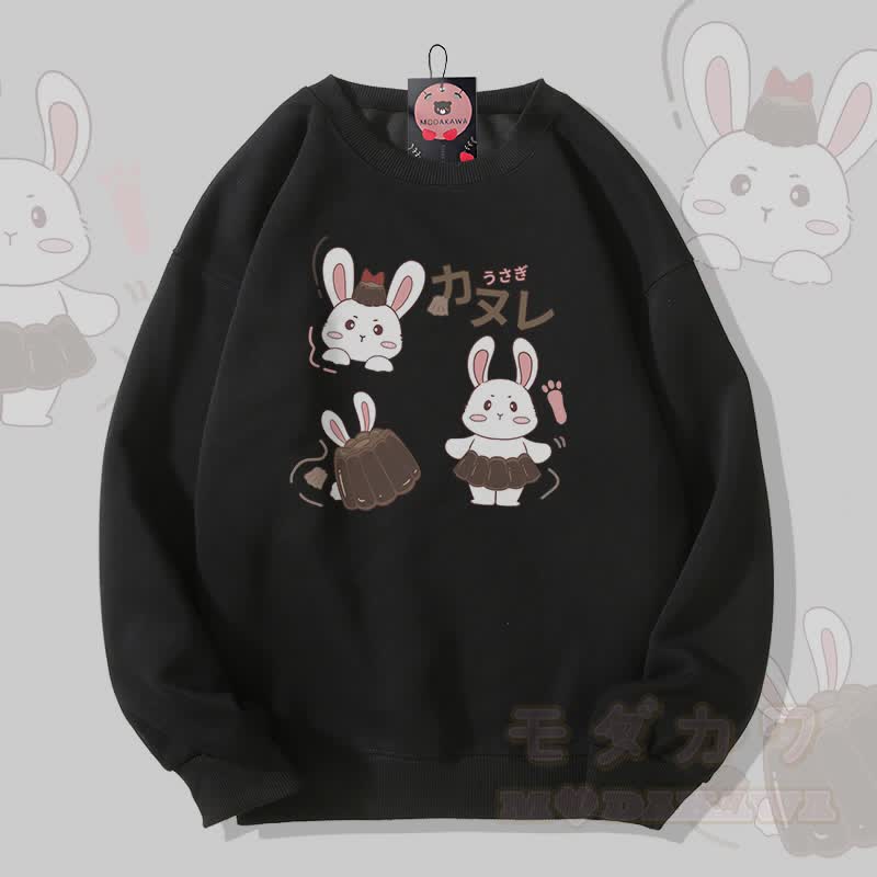 MODAKAWA バニープリン グラフィック ユニセックス スウェットシャツ - 黒 - 5XL - image 3