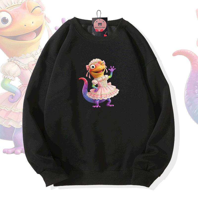 バレリーナ・リザード・グラフィック・Modakawa・スウェットシャツ - Black - 5XL - image 2