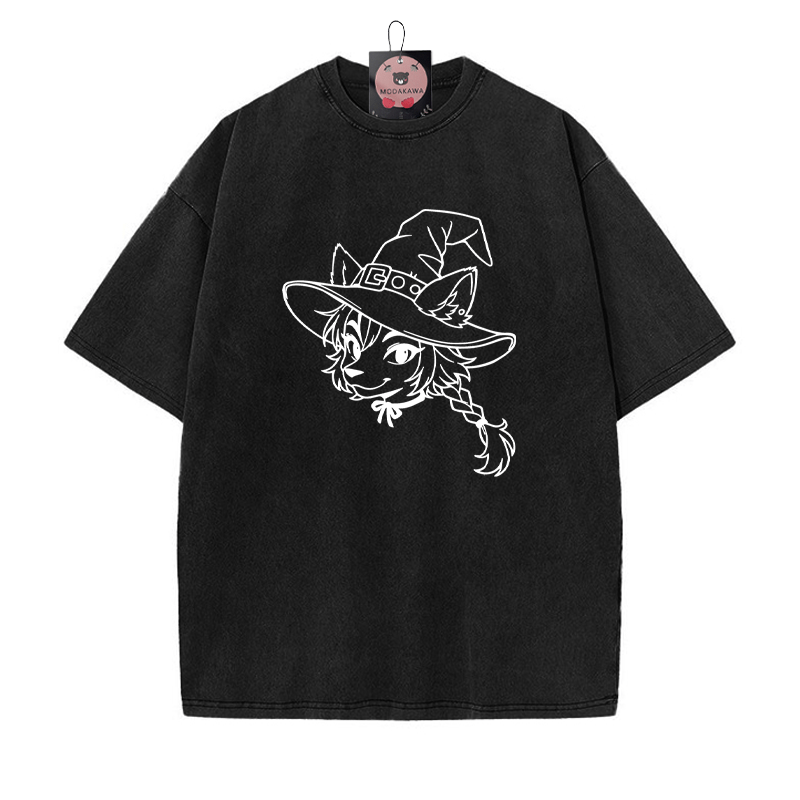 フォックスグラフィック ユニセックス ヴィンテージ ウォッシュド Tシャツ - 黒 - 5XL - image 5