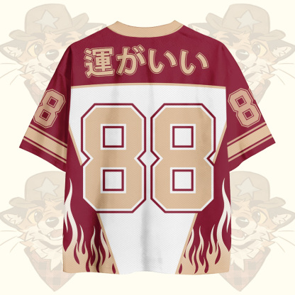 MODAKAWA × atka LUCK OUT ウィンクフォックス ナンバーグラフィック ヴィンテージメッシュジャージーTシャツ - image 3