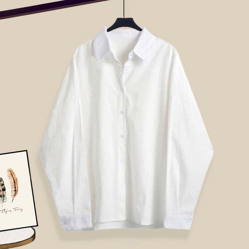クロスニットセーター、ラペルシャツ、デニムパンツのマッチングコーデ - White Shirt - XL - image 13