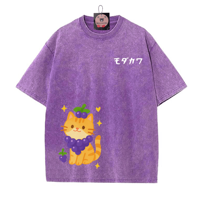 グレープキティプリント MODAKAWA ヴィンテージウォッシュTシャツ - 紫 - 5XL - image 5