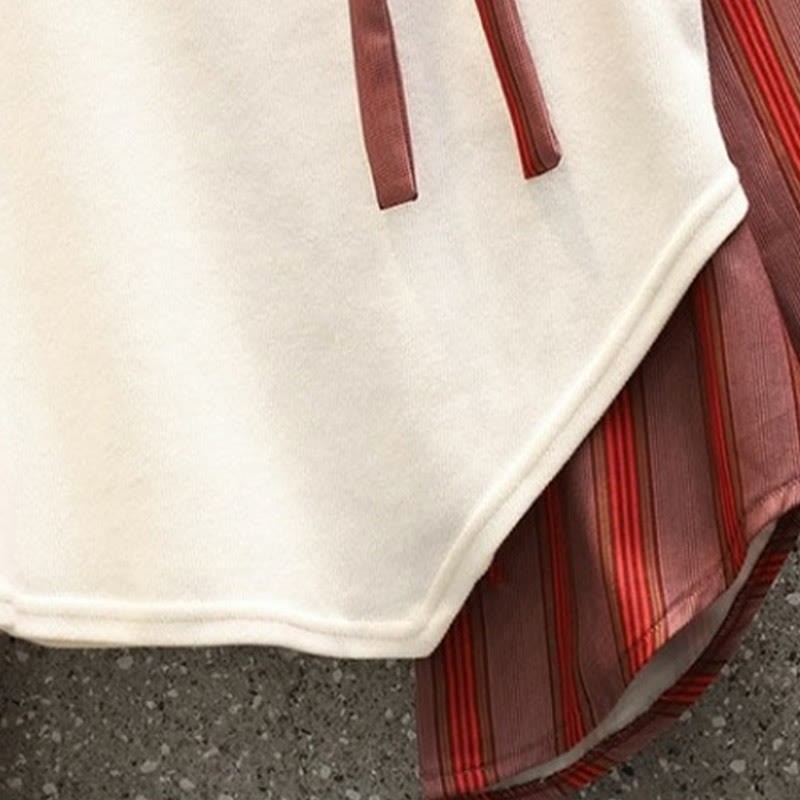 ストライプカラーブロックレースアップトップスとヴィンテージデニムパンツのマッチングアウトフィット - image 8