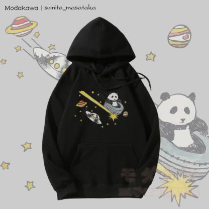 MODAKAWA × sumita_masataka Cosmic Panda Journey グラフィック裏毛パーカー - 黒 - 5XL - image 5