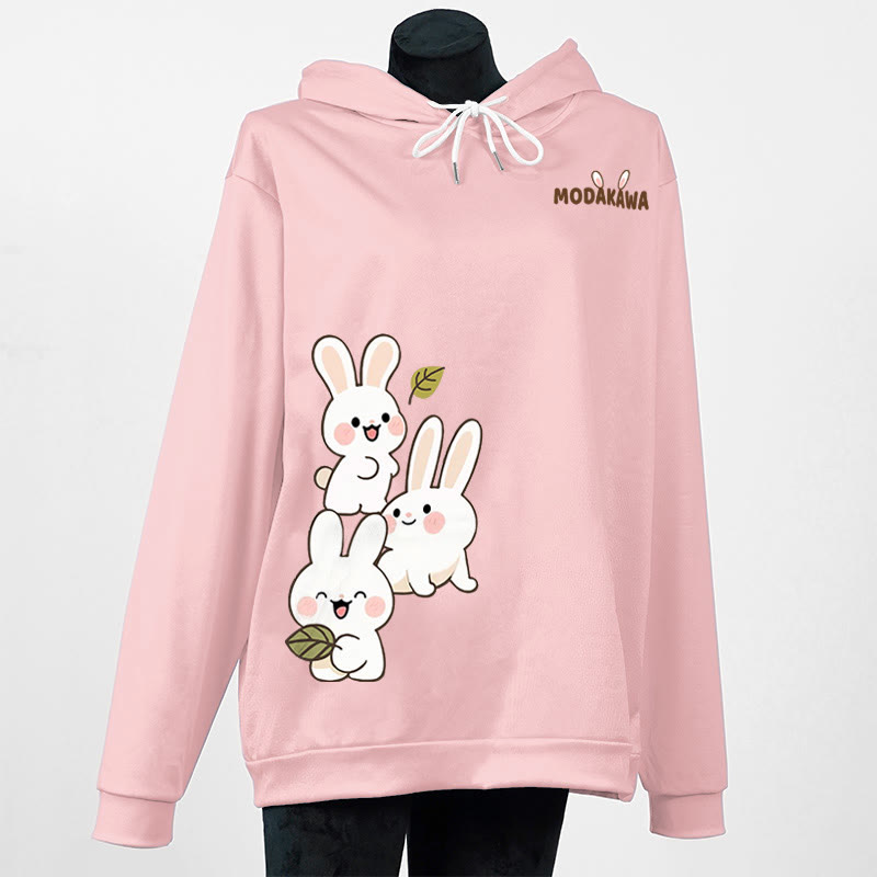 スタックドバニーレタープリントModakawaルーズフーディー - Pink - 6XL - image 5