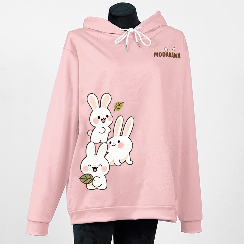スタックドバニーレタープリントModakawaルーズフーディー - Pink - 6XL - image 5