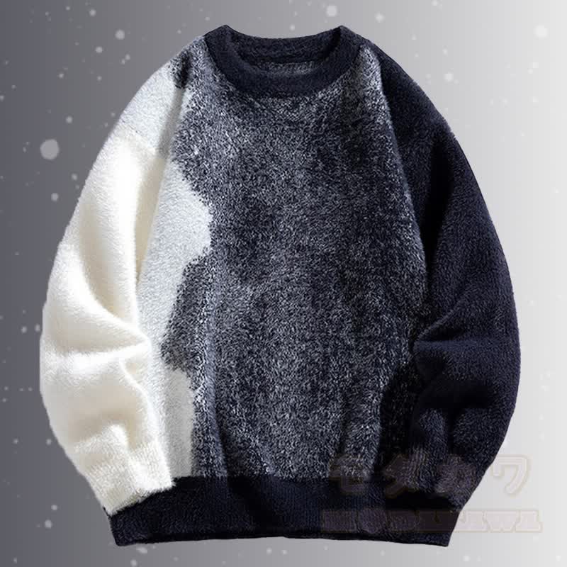 グラデーションファジーセーターコーデュロイパンツツーピース - グレーのセーター - 3XL - image 6