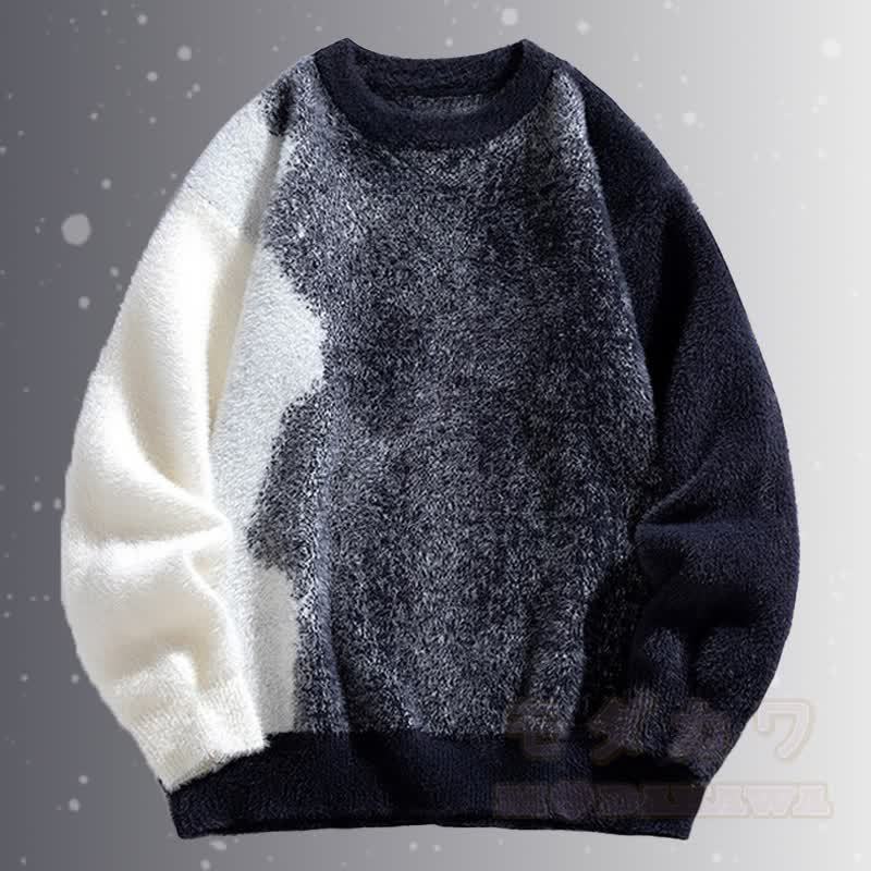 グラデーションファジーセーターコーデュロイパンツツーピース - グレーのセーター - 3XL - image 6