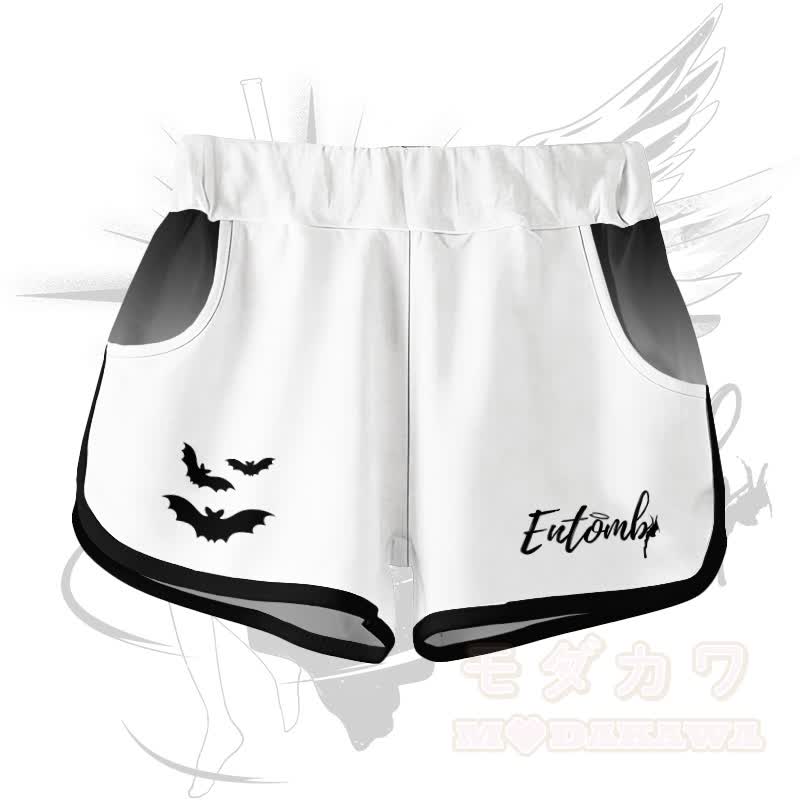 ENTOMB グラフィックグラデーションTシャツショーツModakawaマッチングアウトフィット - 白いショートパンツ - 5XL - image 8