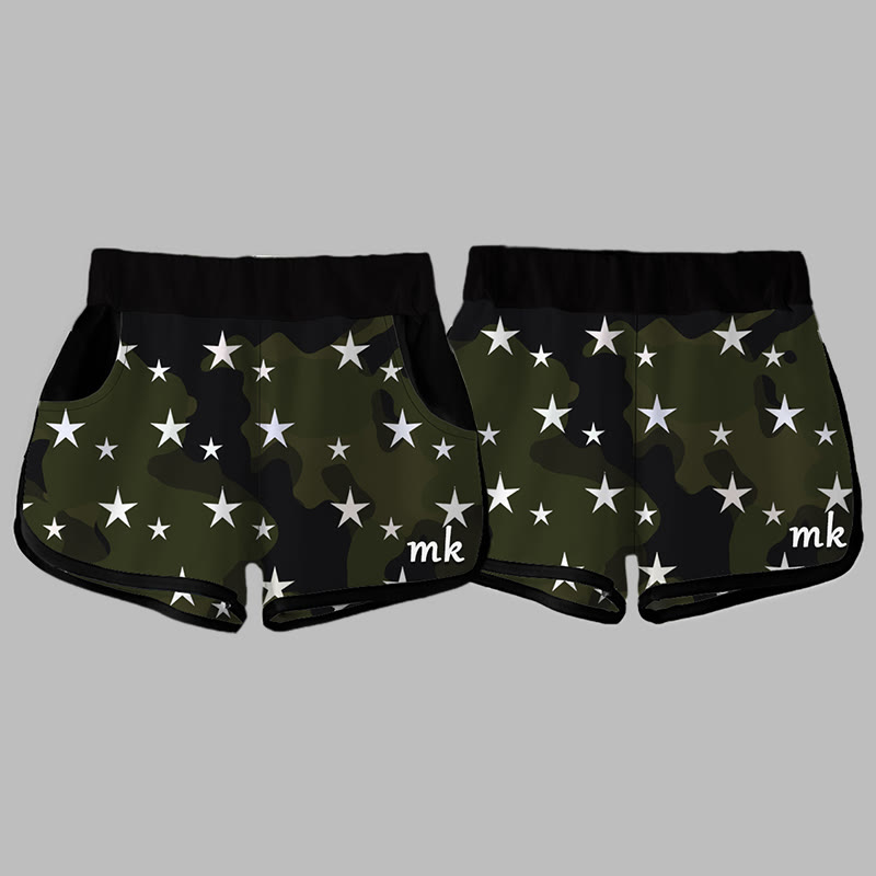 カモフラージュスターレタープリント MODAKAWA ショートパンツ - Dark Green - 5XL - image 4