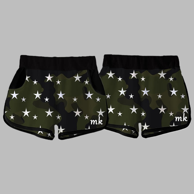 カモフラージュスターレタープリント MODAKAWA ショートパンツ - Dark Green - 5XL - image 4