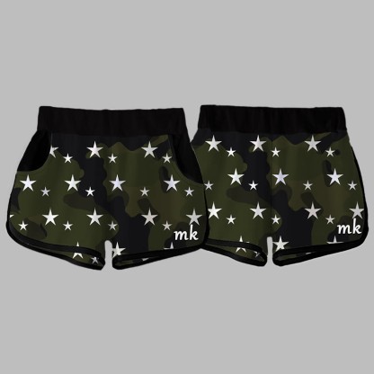 カモフラージュスターレタープリント MODAKAWA ショートパンツ - Dark Green - 5XL - image 4