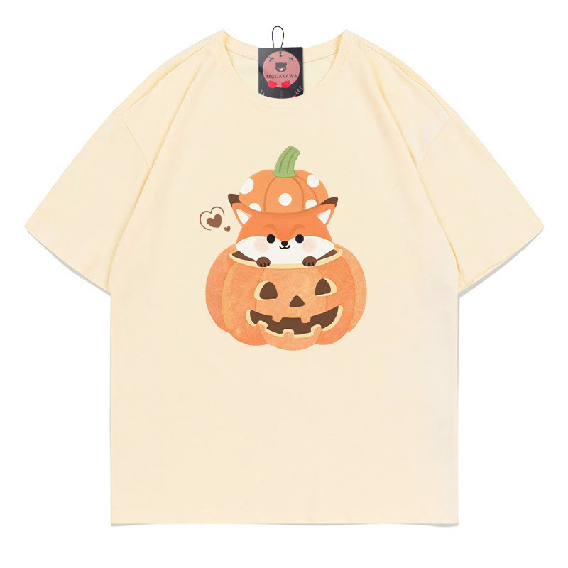 パンプキンフォックスプリントTシャツ - アプリコット - 5XL - image 5