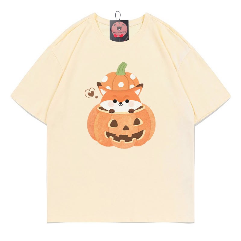 パンプキンフォックスプリントTシャツ - アプリコット - 5XL - image 5