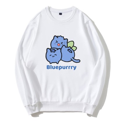 BLUEPURRRY ブルーベリーパーグラフィック ラウンドカラー スウェットシャツ - 白 - 5XL - image 5