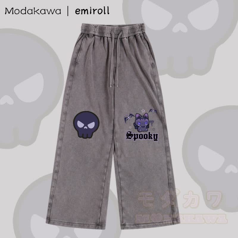MODAKAWA X emiroll デビルキティグラフィック ヴィンテージウォッシュ アジャスタブルヘムパンツ - グレー - 2XL - image 4