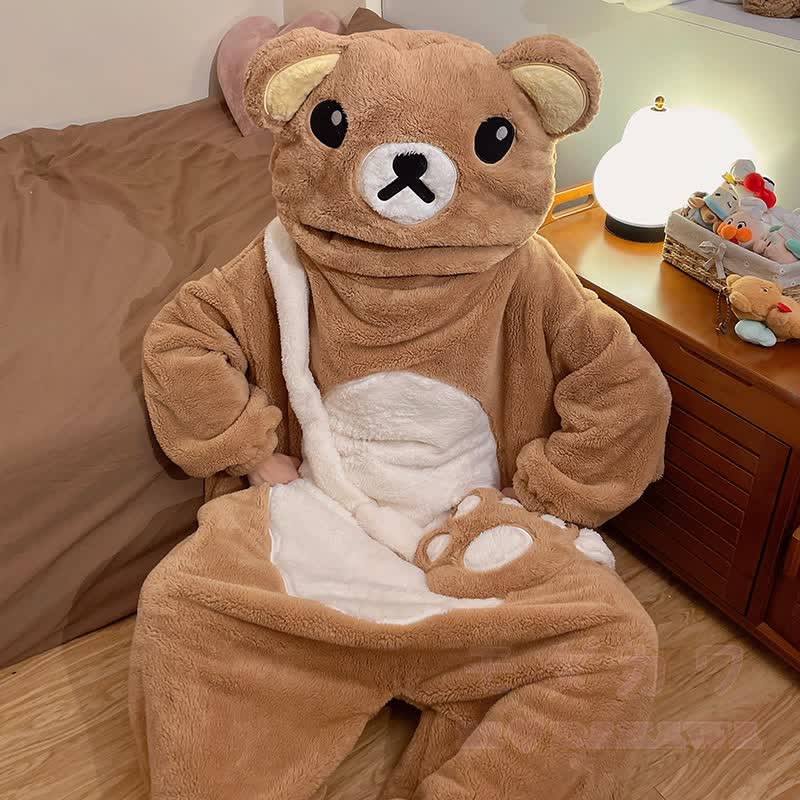 おもしろクマのぬいぐるみフード付きワンジーパジャマ - image 4