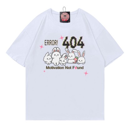 ERROR 404 MOTIVATION NOT FOUNDん バニープリント100%綿ModakawaTシャツ - White - 5XL - image 4