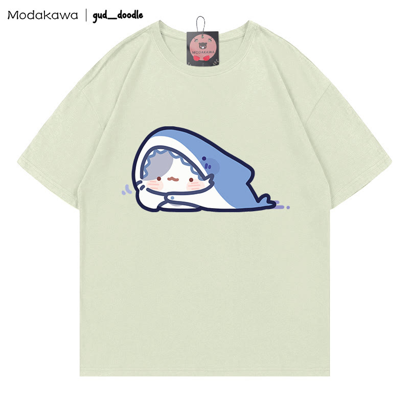 MODAKAWA X gud_doodleキティシャークプリントTシャツ - Green - 5XL - image 6