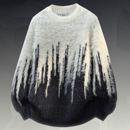 ふわふわニットセーター デニムパンツ ツーピース - Dark Grey Sweater - 2XL - image 9