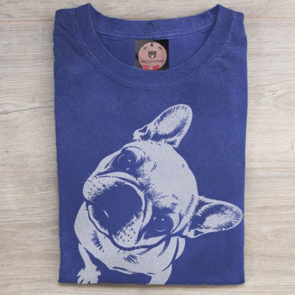 MODAKAWA ブルドッグ グラフィック ユニセックス ヴィンテージウォッシュドTシャツ - Blue - 5XL - image 3