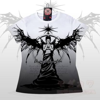 DIVINE INTERVENTION エンジェルグラフィックグラデーションTシャツショーツModakawaマッチングアウトフィット - 白いTシャツ - 5XL - image 4