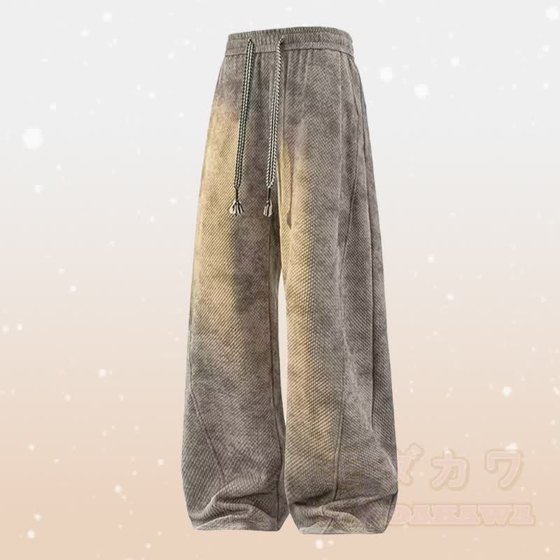 グラデーションニット リップドセーター フリース裏地パンツ ツーピース - ブラウンパンツ - 4XL - image 11