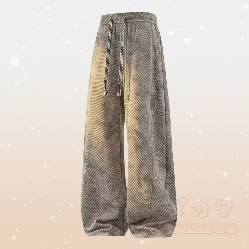 グラデーションニット リップドセーター フリース裏地パンツ ツーピース - ブラウンパンツ - 4XL - image 11