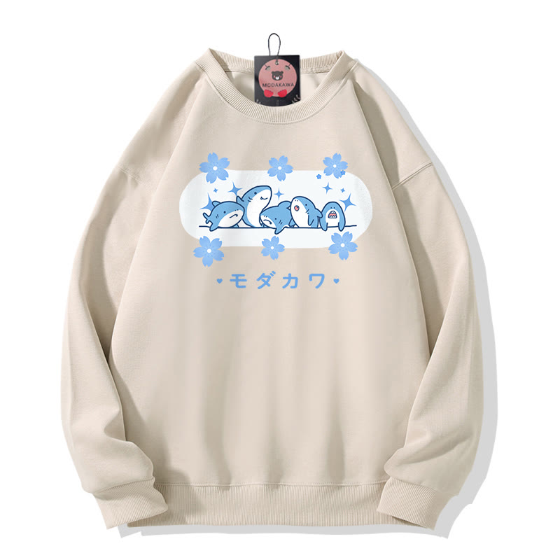 シャークプリント MODAKAWA ラウンドカラー スウェットシャツ - Apricot - 5XL - image 3