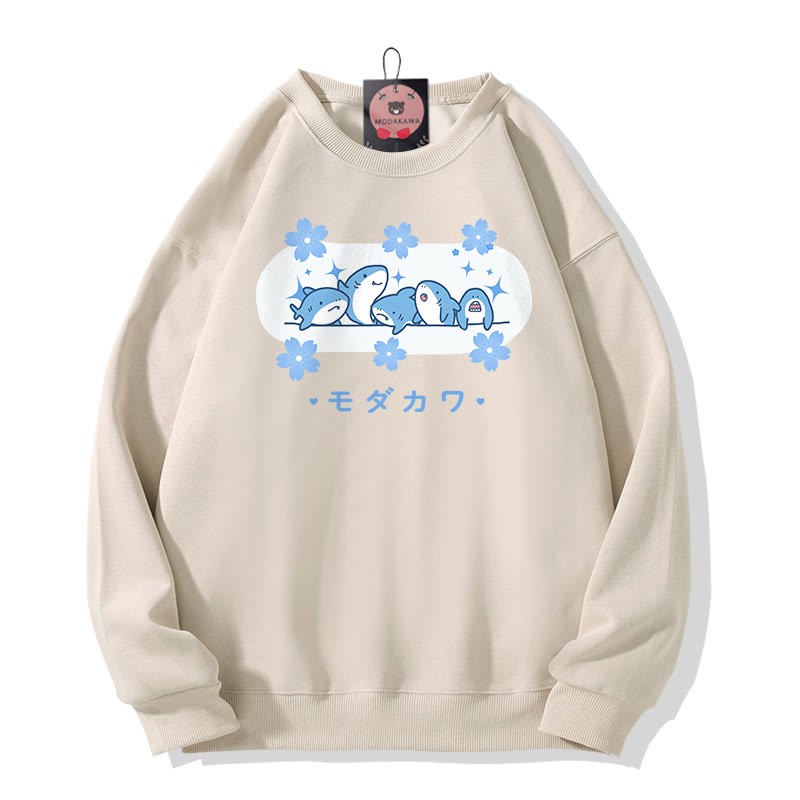 シャークプリント MODAKAWA ラウンドカラー スウェットシャツ - Apricot - 5XL - image 3