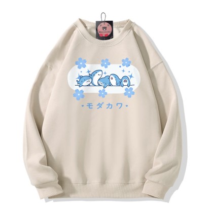 シャークプリント MODAKAWA ラウンドカラー スウェットシャツ - Apricot - 5XL - image 3