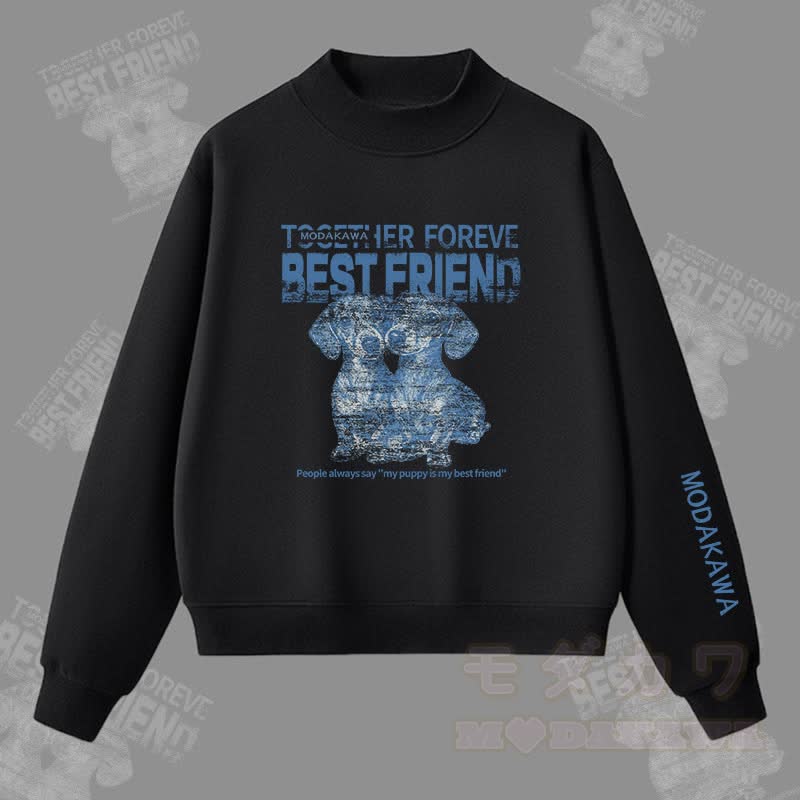 MODAKAWA BEST FRIEND パピーグラフィック 裏起毛スウェットシャツ - 黒 - L - image 3