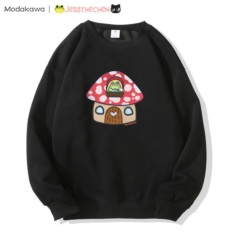 MODAKAWA X jessthechen キノコハウスのカエル グラフィック スウェットシャツ - Black - 5XL - image 4