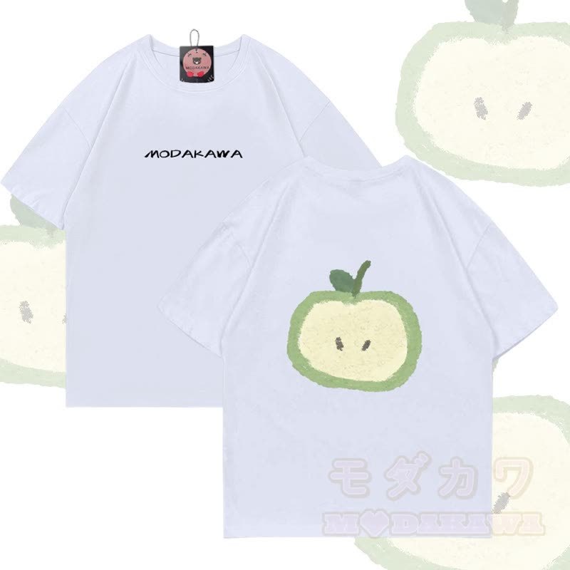 グリーンアップルグラフィックModakawa綿Tシャツ - 白 - 5XL - image 3