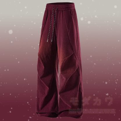 グラデーションファジーセーターコーデュロイパンツツーピース - ワインレッドパンツ - 3XL - image 11