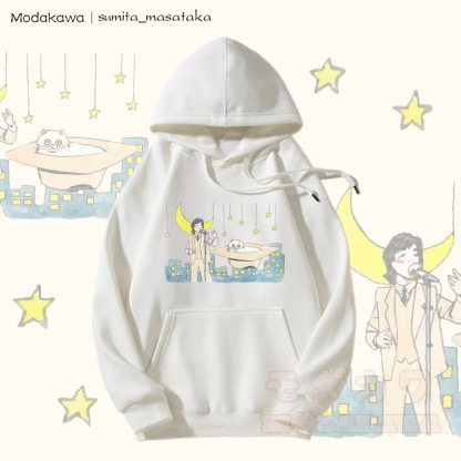 MODAKAWA × sumita_masataka 歌い手と猫 グラフィック裏毛パーカー - 白 - 5XL - image 4