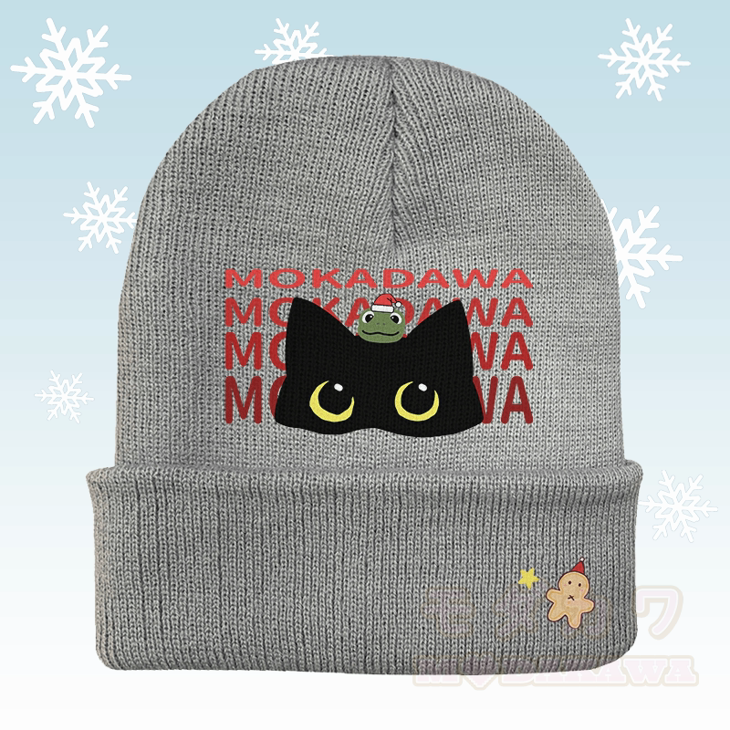 MODAKAWA 黒猫とカエルのグラフィックニット帽 - グレー - 36～60センチ - image 3