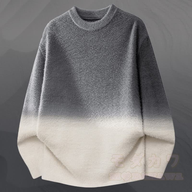 グラデーションニットセーター デニムパンツ ツーピース - グレーのセーター - 3XL - image 8