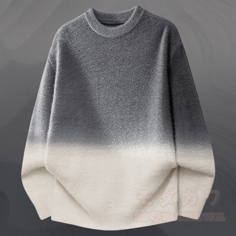 グラデーションニットセーター デニムパンツ ツーピース - グレーのセーター - 3XL - image 8