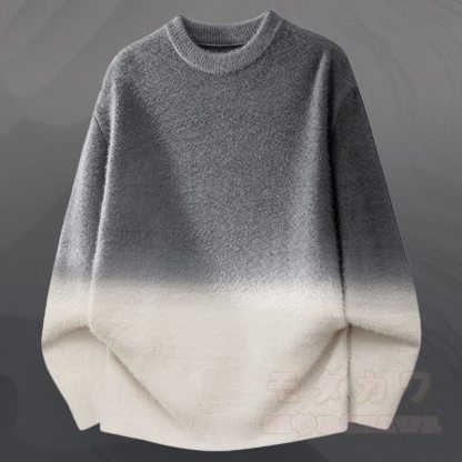 グラデーションニットセーター デニムパンツ ツーピース - グレーのセーター - 3XL - image 8