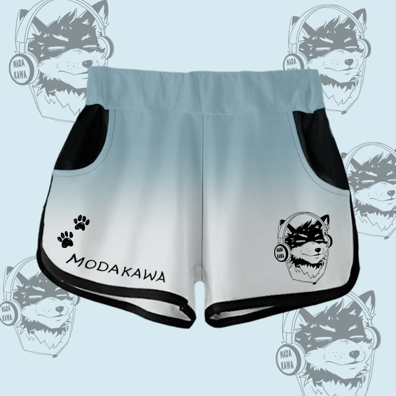 MODAKAWA グラデーション コーダ ヘッドホン付き グラフィック ショーツ - Teal&White - 5XL - image 3