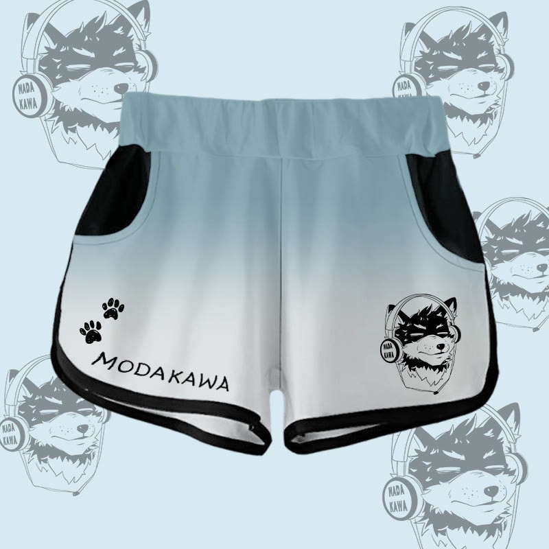 MODAKAWA グラデーション コーダ ヘッドホン付き グラフィック ショーツ - Teal&White - 5XL - image 3